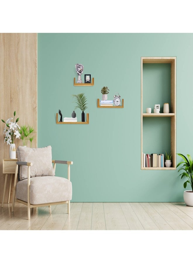 ILOT 100% Solid Wood Floating Shelves Perfect for Bathroom Décor Set of 3 Wooden Wall Shelves for Bedroom Living Room Kitchen Simple Minimalist Home Décor - Image 2